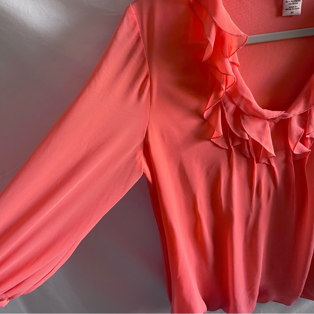 Covington Coral Chiffon Ruffle Blouse Layered Ruffle Top Women’s Small Coquette - Picture 5 of 15